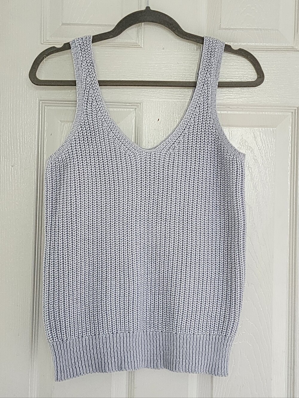 ​John + Jenn Light Blue Knit Tank Top V-Neck 100% Cotton Small